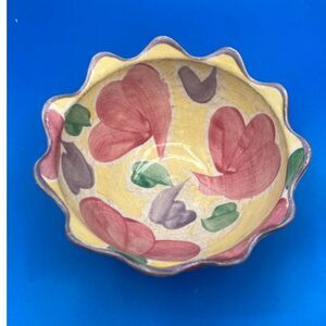 Fioriware pottery Ohio Jardinware Bowl 6" yellow pink floral vintage